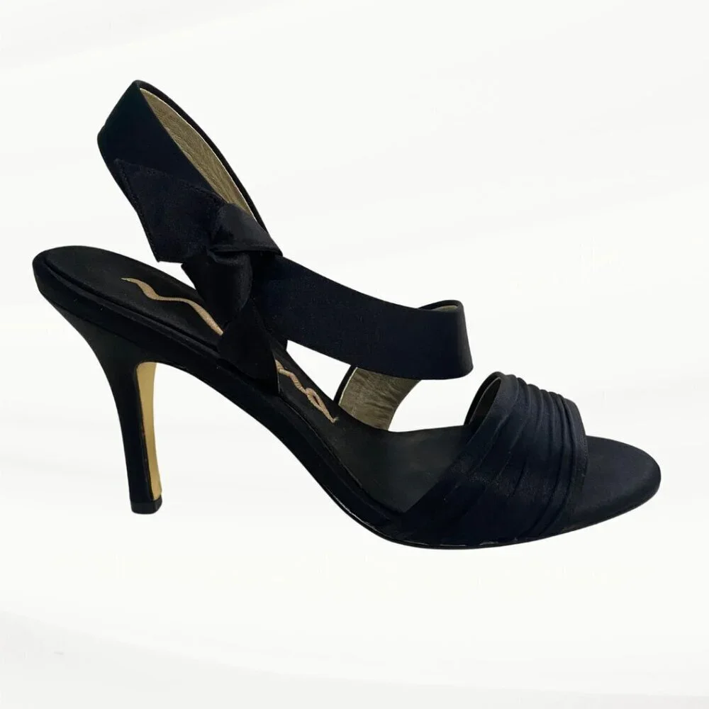 Nina Vitoria Black Luster Sandal, 3.5" Heels, Size 7.5 M US, 37.5 EU - Picture 2 of 11